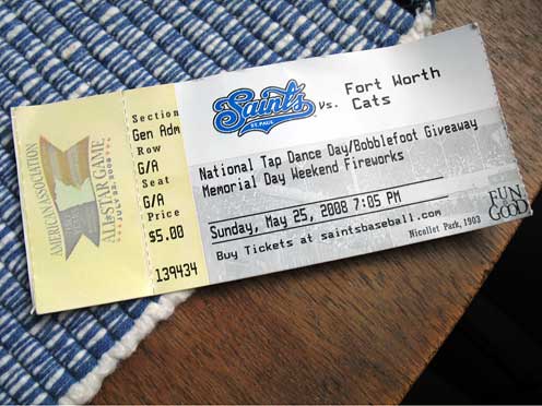 Saint Paul Saints ticket for National Tap Dance Day