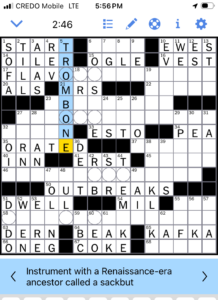 New York Times Crossword from May 12, 2026 with Trombone answer